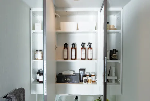 曇り止めヒーター付三面鏡裏収納｜エステムコート三田 ザ・クラブハウス｜兵庫県三田市｜エステム三田