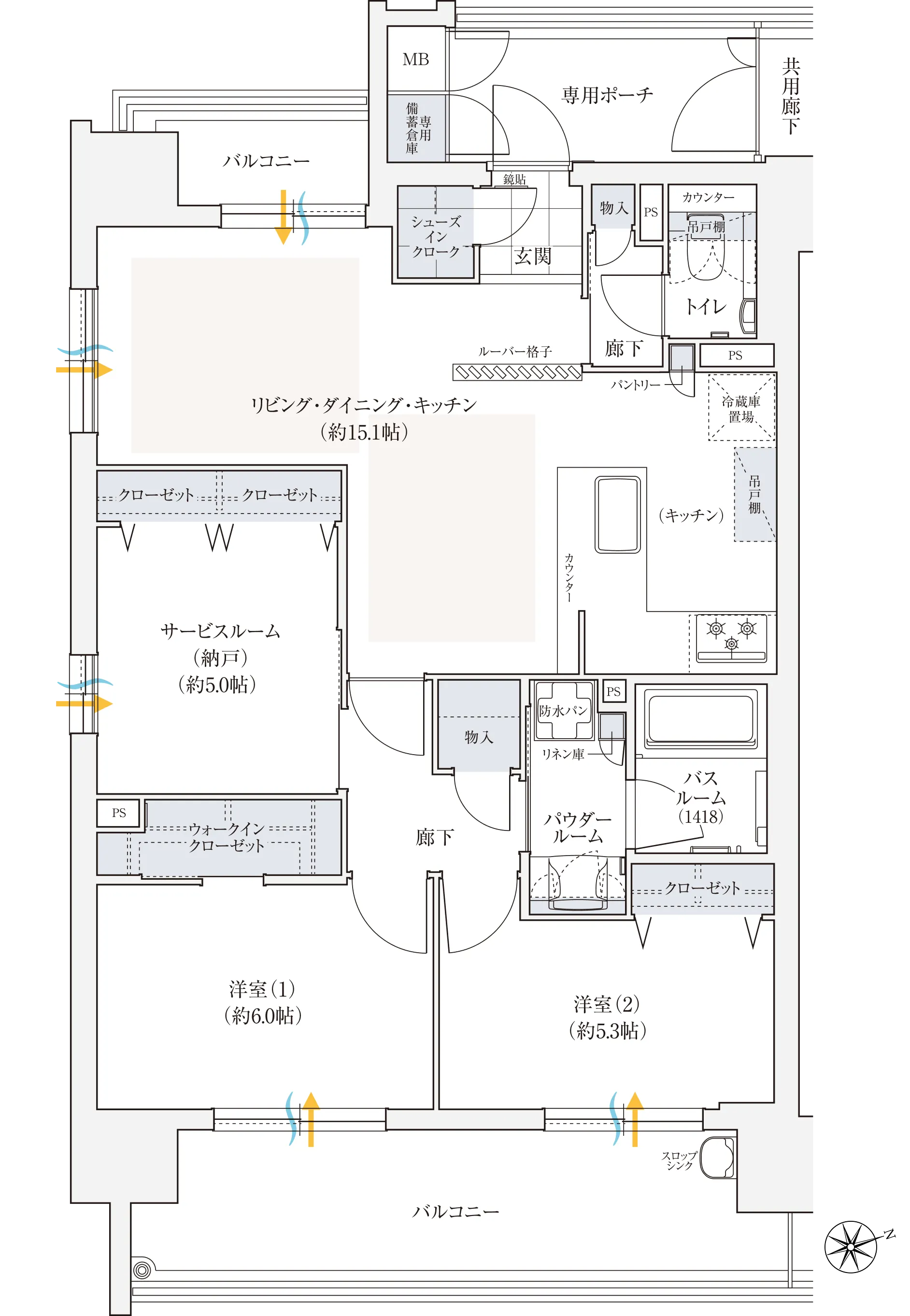 2LDKタイプ図面｜兵庫県三田市｜エステム三田