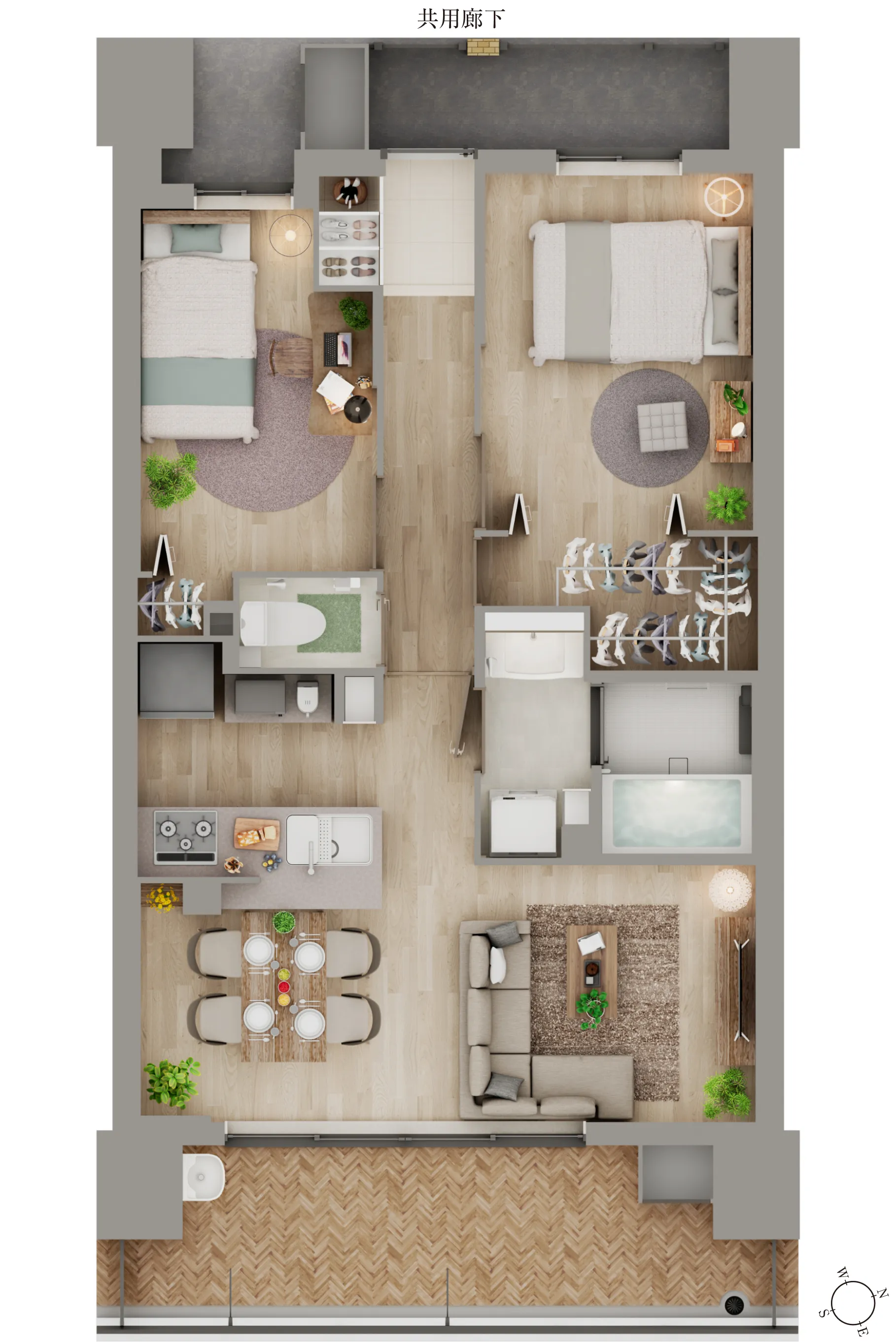 2LDKタイプ図面｜エステムコート三田 ザ・クラブハウス｜兵庫県三田市｜エステム三田