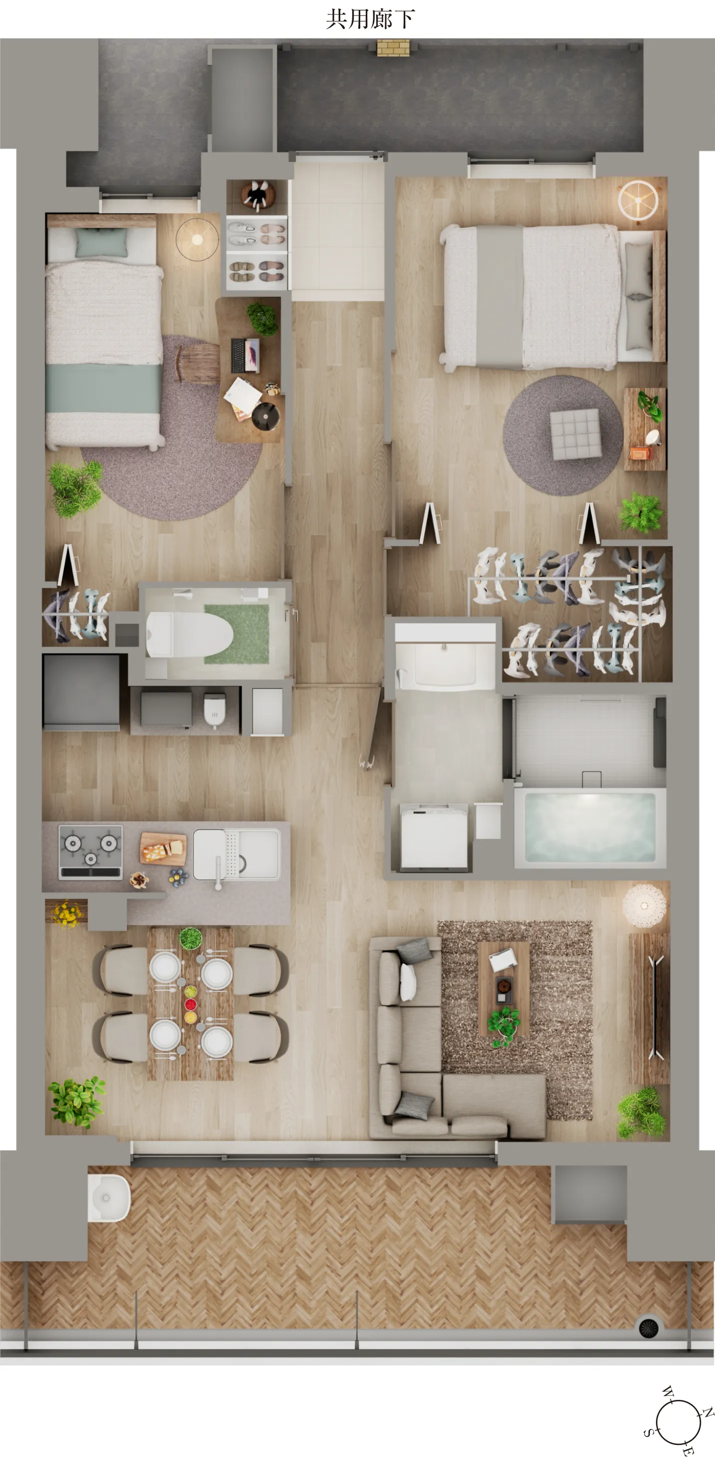 2LDKタイプ図面｜エステムコート三田 ザ・クラブハウス｜兵庫県三田市｜エステム三田