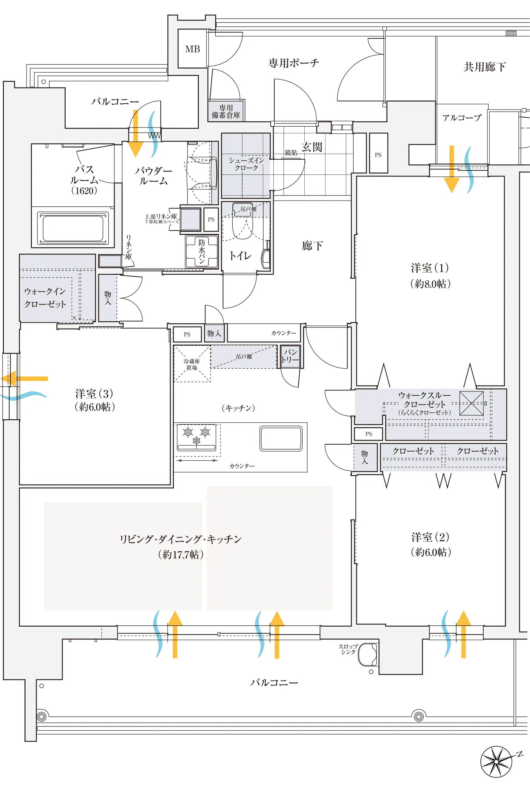 3LDKタイプ図面｜兵庫県三田市｜エステム三田