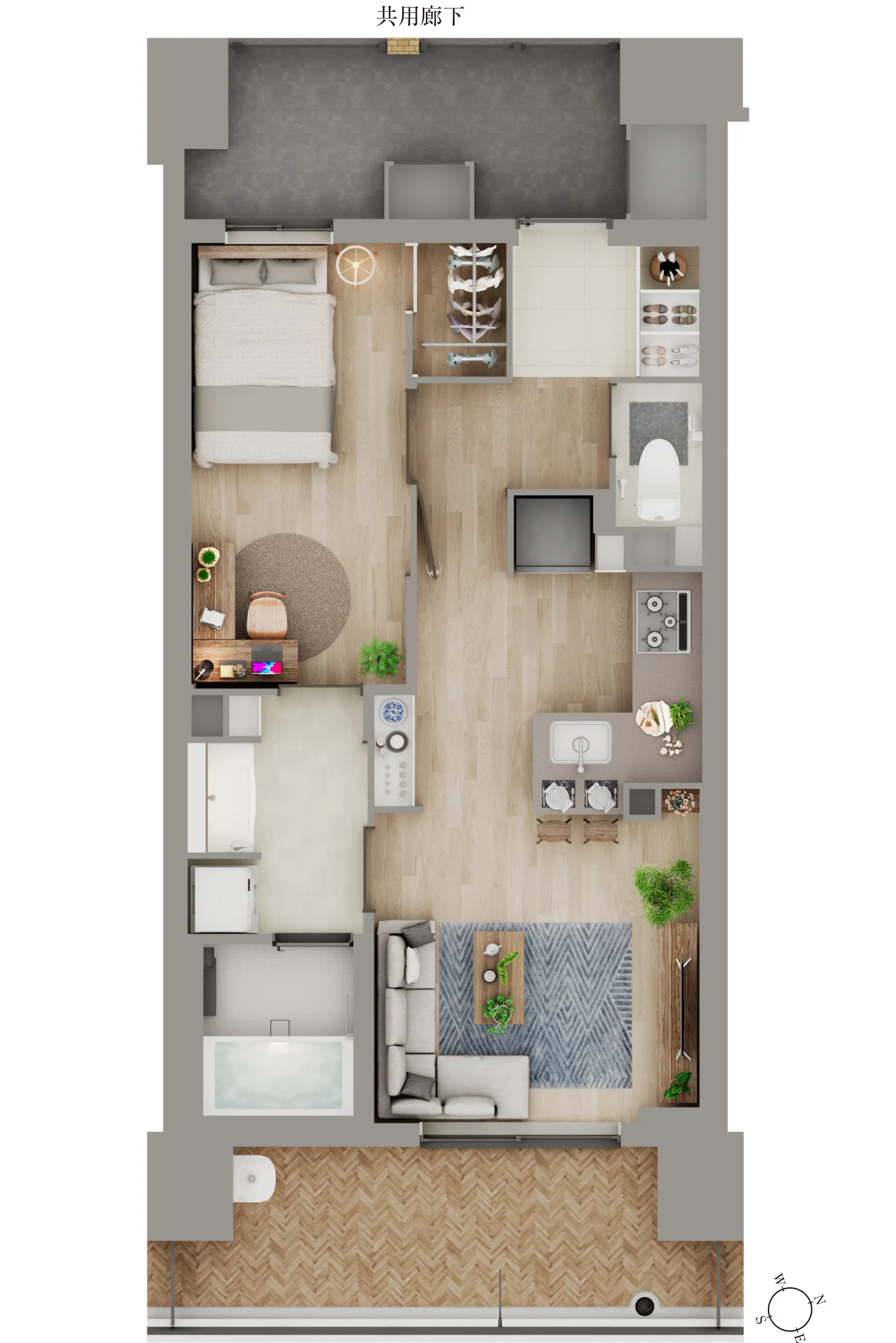 1LDKタイプ図面｜エステムコート三田 ザ・クラブハウス｜兵庫県三田市｜エステム三田