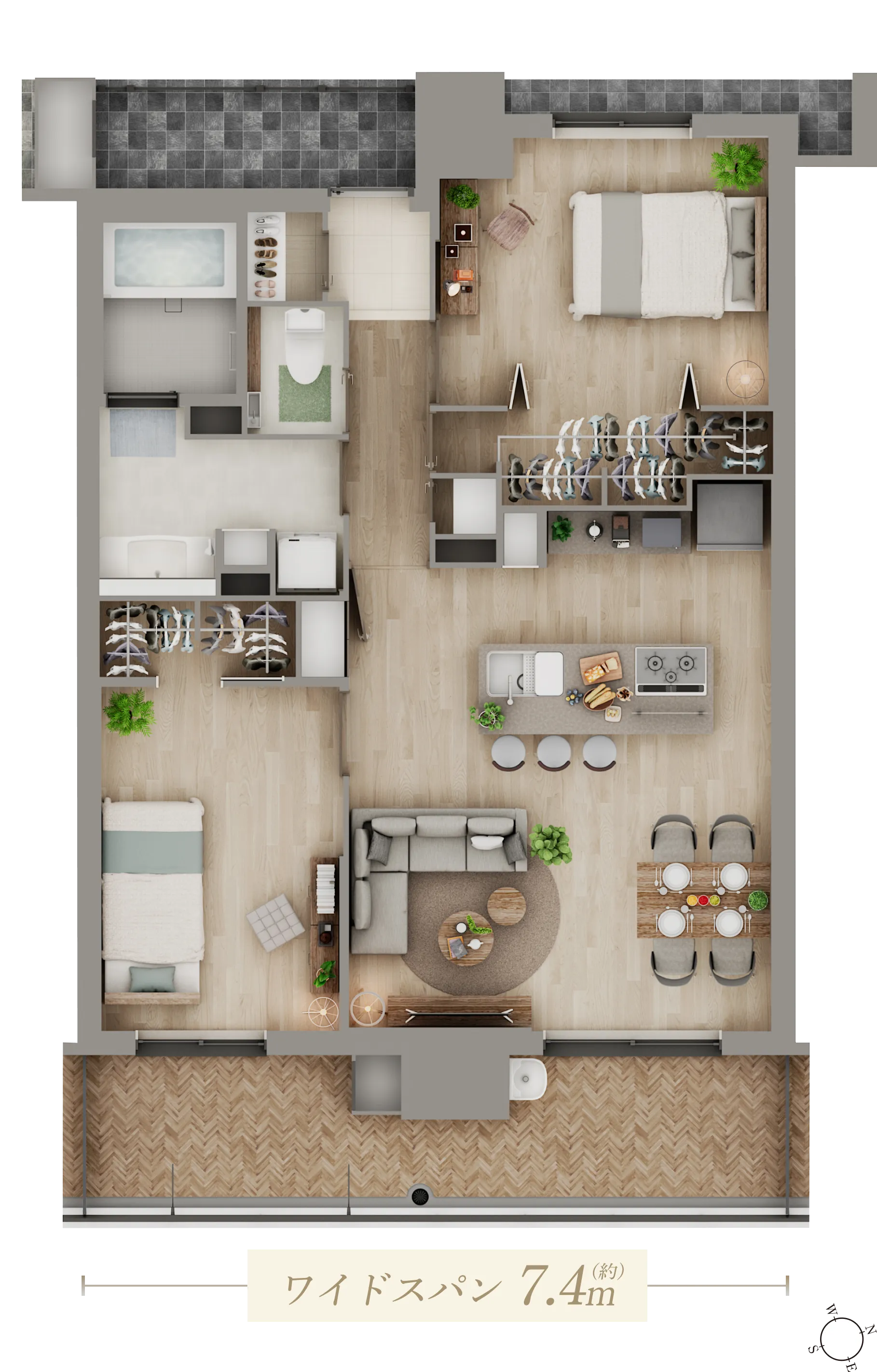 2LDKタイプ図面｜エステムコート三田 ザ・クラブハウス｜兵庫県三田市｜エステム三田