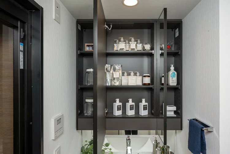 曇り止めヒーター付三面鏡裏収納｜エステムコート伏見丹波橋｜京都市伏見区